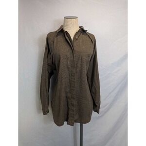 Prophecy Brown & Black Houndstooth Long Sleeve Button Up Shirt Womens Size 14